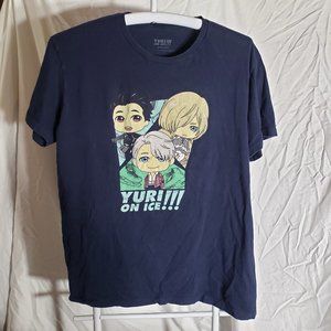 Yuri on Ice Hot Topic Tshirt Mens XL Navy Blue with Character Graphic Front